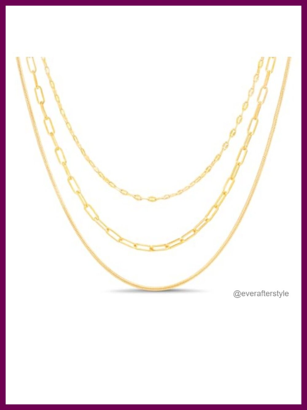 Waterproof Chain Necklace Set Gold Plated 14K, Paperclip Snake Mirror 18-20"